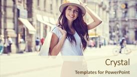  Presentation with italian fashion - Cool new PPT theme with fashion - fashionably dressed woman backdrop and a cream colored foreground