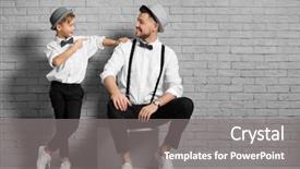  Presentation with brick - PPT theme featuring fashion - father and son in elegant background and a gray colored foreground