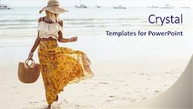  Presentation with maxi - Cool new PPT layouts with fashion - girl wearing floral maxi skirt backdrop and a sky blue colored foreground
