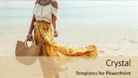  Presentation with maxi - Colorful slide set enhanced with fashion - girl wearing floral maxi skirt backdrop and a lemonade colored foreground