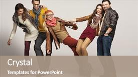  Presentation with fun - Theme featuring fashion - group of friends having fun background and a coral colored foreground