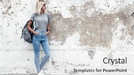  Presentation with tshirt - Presentation enhanced with fashion - hipster girl wearing blank gray background and a white colored foreground