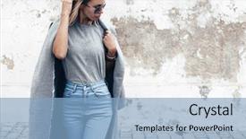  Presentation with tshirt - Audience pleasing PPT layouts consisting of fashion - hipster girl wearing blank gray backdrop and a light blue colored foreground