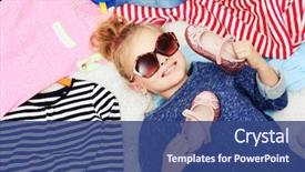  Presentation with clothes - Slide set having fashion - little girl and new clothes background and a ocean colored foreground