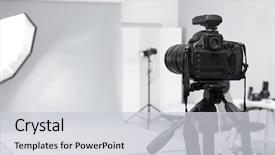  Presentation with studio - Audience pleasing PPT theme consisting of fashion - modern photo studio with professional backdrop and a light gray colored foreground