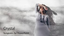  Presentation with plus size fashion model - Theme with fashion - plus size model with bob background and a light gray colored foreground