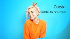  Presentation with emotional crisis - Theme featuring fashion - portrait of funny emotional girl background and a cyan colored foreground