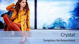  Presentation with ghetto gritty dark chicago city - Beautiful theme featuring fashion - woman in autumn city backdrop and a light blue colored foreground