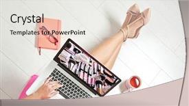  Presentation with beauty makeup - Slide deck enhanced with fashion - woman watching online tutorial background and a white colored foreground