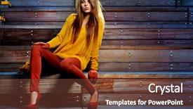  Presentation with woman stuck in ladder - Amazing theme having fashion - young brunette woman portrait backdrop and a tawny brown colored foreground