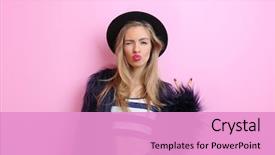  Presentation with cool - PPT theme consisting of fashion - young cool woman on pink background and a lemonade colored foreground