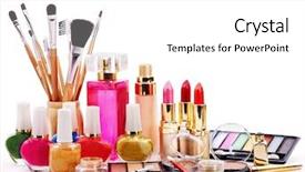  Presentation with makeup - Colorful presentation theme enhanced with fashion accessories - decorative cosmetics for makeup close backdrop and a white colored foreground