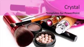  Presentation with cosmetics - Amazing PPT layouts having fashion accessories - scattered cosmetics isolated on white backdrop and a lilac colored foreground