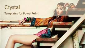  Presentation with clothes - Audience pleasing slides consisting of fashion accessories - young woman in colorfull summer backdrop and a cream colored foreground