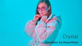  Presentation with pink beauty - PPT theme with fashion-and-beauty-portrait background and a teal colored foreground