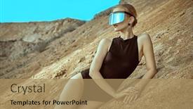  Presentation with girl model - PPT layouts enhanced with fashion-and-futuristic-style background and a coral colored foreground