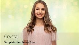  Presentation with green fashion - Presentation design featuring fashion-and-people-concept-smiling background and a coral colored foreground