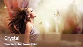  Presentation with girl model - Colorful presentation design enhanced with fashion art beauty portrait beautiful backdrop and a tawny brown colored foreground