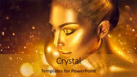  Presentation with jewelry gold - PPT theme enhanced with fashion art golden skin woman background and a gold colored foreground