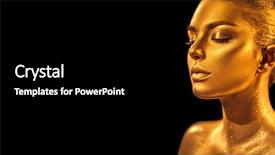  Presentation with jewelry gold - Colorful presentation design enhanced with fashion art golden skin woman backdrop and a black colored foreground