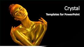  Presentation with jewelry gold - PPT theme consisting of fashion art golden skin woman background and a black colored foreground