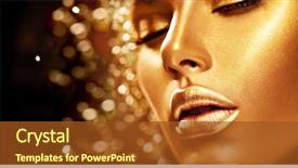  Presentation with beauty makeup - Cool new theme with fashion art golden skin woman backdrop and a tawny brown colored foreground