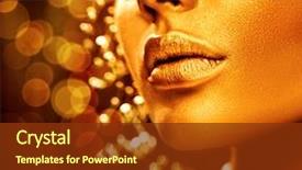  Presentation with shiny gold - Audience pleasing PPT theme consisting of fashion art golden skin woman backdrop and a tawny brown colored foreground