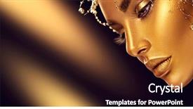  Presentation with fashion accessories - PPT theme with fashion art golden skin woman background and a black colored foreground