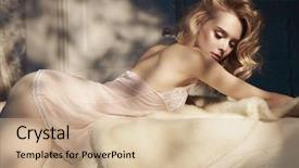  Presentation with art - Slide set featuring fashion art photo of beautiful background and a soft green colored foreground