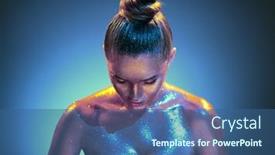  Presentation with pink glitter - Slides enhanced with fashion-art-portrait-model-girl background and a ocean colored foreground