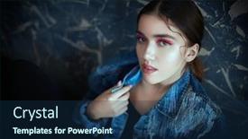  Presentation with cosmetics beauty - Presentation theme having fashion-beauty-concept-beautiful-brunette background and a navy blue colored foreground