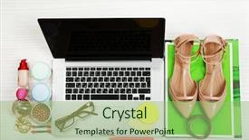  Presentation with blogger - Presentation theme featuring fashion blogger concept still life background and a seafoam green colored foreground