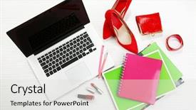  Presentation with life insurance concept leaflets - Beautiful slides featuring fashion blogger concept still life backdrop and a light gray colored foreground