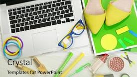  Presentation with blogger - PPT layouts featuring fashion blogger concept still life background and a soft green colored foreground