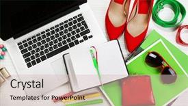  Presentation with blogger - Cool new presentation with fashion blogger concept still life backdrop and a soft green colored foreground