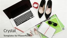  Presentation with life insurance concept leaflets - Theme consisting of fashion blogger concept still life background and a light gray colored foreground