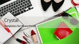  Presentation with life insurance concept leaflets - Cool new theme with fashion blogger concept still life backdrop and a light gray colored foreground