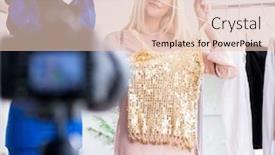  Presentation with blogger - Amazing PPT theme having fashion blogger recording new video backdrop and a lemonade colored foreground