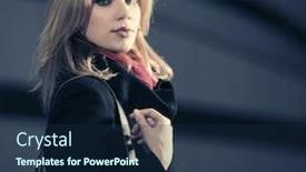  Presentation with fashion handbag - Audience pleasing slide deck consisting of fashion blond business woman walking on city street stylish female model wearing classic black coat with leather handbag backdrop and a navy blue colored foreground