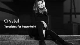  Presentation with black female - Slide deck consisting of fashion-blonde-business-woman-sitting background and a black colored foreground