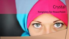  Presentation with pink and blue acrylic - Amazing PPT theme having fashion blue and pink hijab backdrop and a  colored foreground