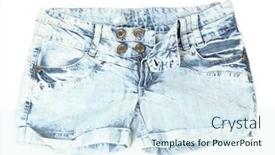  Presentation with denim - Beautiful presentation design featuring fashion blue denim shorts close backdrop and a sky blue colored foreground
