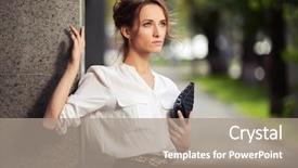  Presentation with fashion handbag - Beautiful slide deck featuring fashion business woman with handbag backdrop and a  colored foreground