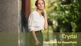  Presentation with fashion handbag - PPT theme having fashion business woman with handbag background and a  colored foreground