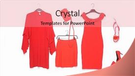  Presentation with fashion handbag - Colorful PPT layouts enhanced with fashion clothes with red sundress backdrop and a coral colored foreground