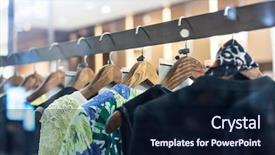  Presentation with clothing - Amazing slide set having fashion clothing rack display backdrop and a wine colored foreground