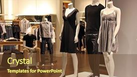  Presentation with retail - Audience pleasing presentation theme consisting of fashion clothing retail display clothes backdrop and a tawny brown colored foreground