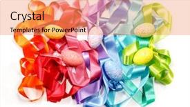  Presentation with rainbow - Amazing presentation theme having fashion colored ribbon rainbow easter backdrop and a coral colored foreground