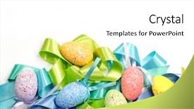  Presentation with rainbow - Presentation consisting of fashion colored ribbon rainbow easter background and a white colored foreground