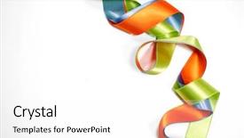  Presentation with green fashion - Colorful PPT theme enhanced with fashion colored ribbon rainbow backdrop and a white colored foreground